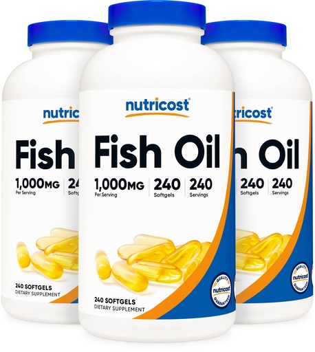 [BRSWECQ2PN4BQYA7] Nutricost Fish Oil 1000mg (560mg of Omega-3), 240 Softgels (3 Bottles)