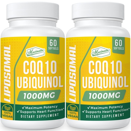 [BRSRMGI6CMCBMF34] 1000mg Liposomal CoQ10 Softgels | Better Absorption CoQ10 Ubiquinol Supplement | Heart Function & Energy Production | Active Antioxidant Form of Vegan Coenzyme Q10 | Non-GMO | 120 Softgels