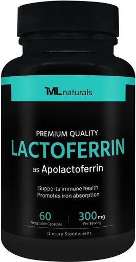 [BRSRAHAFBYFRYHTK] ML Naturals Lactoferrin 300 mg 60 蔬菜卡普尔支持健康的免疫系统和铁吸收、NSF-验证和CGMP-Compliant