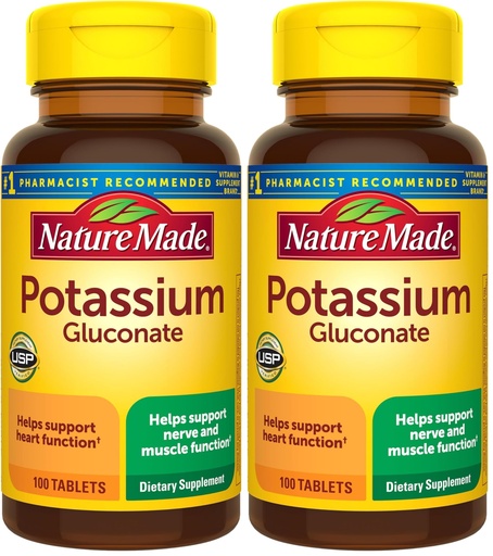 [BRSRMAT5PN6AMHLP] Nature Made Potassium Gluconate 550 mg, Dietary Supplement for Heart Health Support, 100 Tablets, 100 Day Supply (Pack of 2)