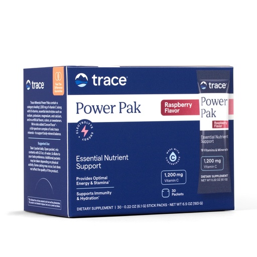[BRSWIYYMDMNR6C3E] Trace Minerals | Power Pak Electrolyte Powder Packets | 1200 mg Vitamin C, Zinc, Magnesium | Boost Immunity, Hydration and Natural Energy | Raspberry | 30 Packets