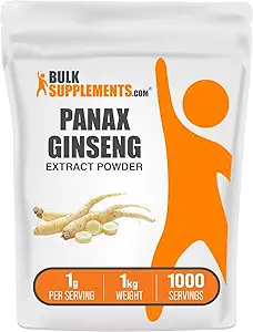 [BRSWKHTZBNYGKGA3] BulkSupplements.com Ginseng Root Extract Powder - Panax Ginseng Supplement, Herbal Supplement - Vegan & Gluten Free, 1g per Serving, 1kg (Pack of 5) (11 lbs)