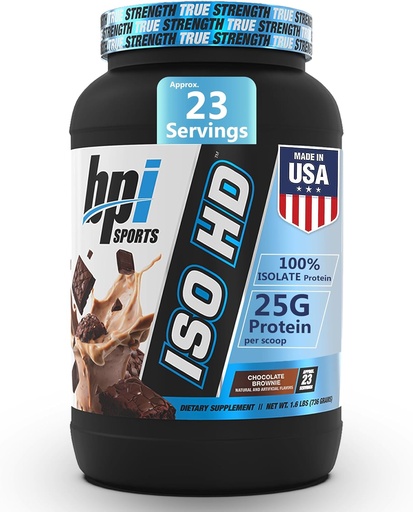 [BRSWGHY7CF7QEA3K] BPI Sports ISO HD Isolaat Proteïnepoeder 100% Wei Isolaat, Proteïnepoeder voor Spier Gain - Chocolate Brownie - 1.6 Lb - 23 Servers