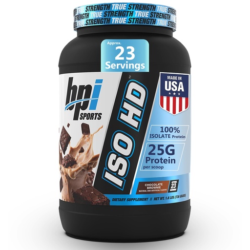 [BRSWGHY7CF7QEA3K] BPI Sports ISO HD Isolate Protein Powder – 100% Whey Isolate, Protein Powder for Muscle Gain - Chocolate Brownie - 1.6 Lb - 23 Servings