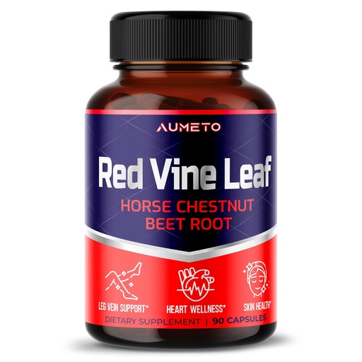 [BRSRMCY7O4FR4FIY] Red Vine Leaf Supplement with Horse Chestnut, Beetroot, Ginger - Natural Support for Vein Strength and Circulation Wellness (90 Count (Pack of 1))