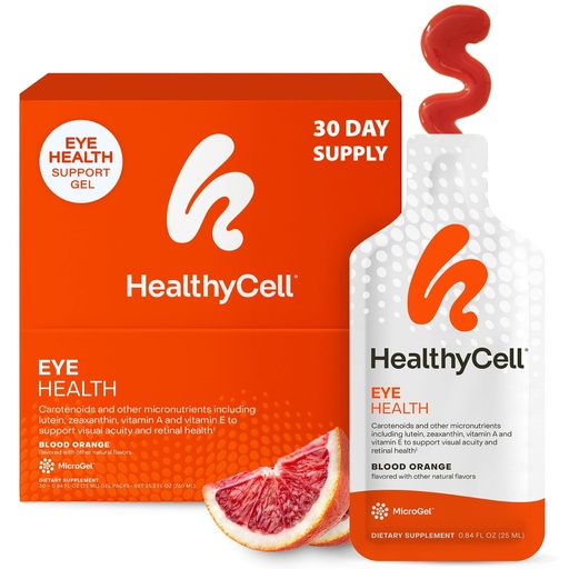 [BRSRAZYHDEMAI2D6] Healthycell Eye Health Daily Liquid Supplement - 30 Gel Packs | Eye Vitamins & Minerals with Lutein, Zeaxanthin, Astaxanthin & Beta Carotene for Sight Care & Macular Support