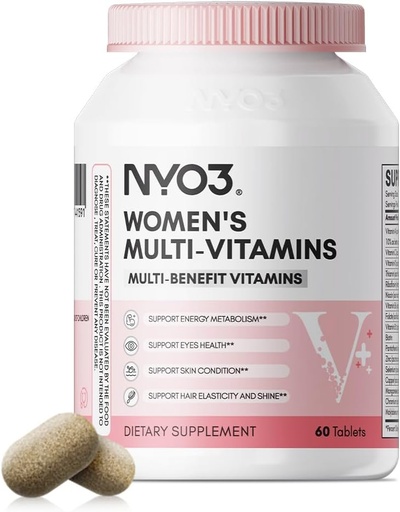 [BRSRAGL2OUAW2CDX] NYO3 Multivitamin for Women with Zinc & Biotin Vitamins A,C,K,B2,B6,B12 & Multimineral | Daily Multivitamins Beauty & Energy | Gluten-Free, 60 Day Supply