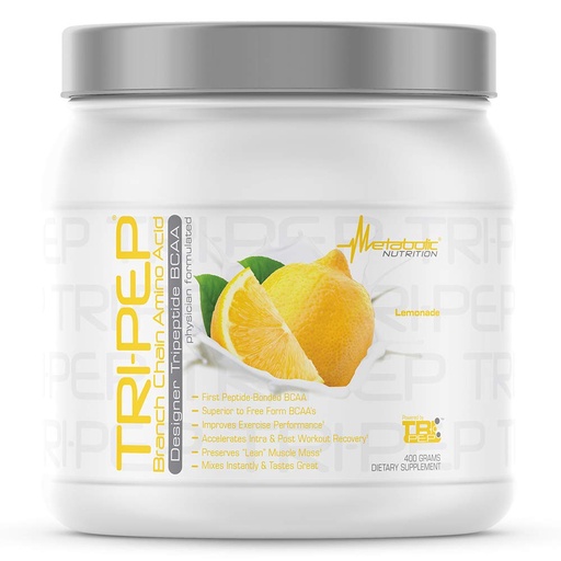 [BRSWEBL4OF6QKFIV] Metabolic Nutrition - TRIPEP - Tri-Peptide Branch Chain Amino Acid, BCAA Powder, Pre Intra Post Workout Supplement, Lemonade, 400 Grams (40 Servings)