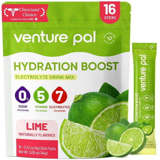 [BRSRAGQ5BN6Q22DH] Venture Pal Sugar Free Electrolyte Powder Packets - Liquid Daily IV Hydration Packets | Electrolytes Drink Mix with 5 Vitamins & 7 Electrolytes | Keto Friendly | Non-GMO | Certified Vegan | 16 Sticks