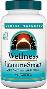 [BRSW2GDYAAAQY2AV] Source Naturals Wellness ImmuneSmart - for Core Daily Immune Support*, with Vitamins A, C, and D, Zinc, Elderberry, Echinacea, Andrographis, Turkey Tail and Garlic - 90 Capsules