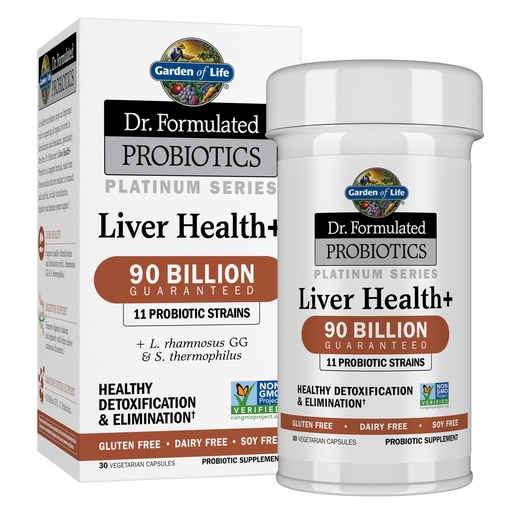 [BRSWGAYCDMHRQ335] Garden of Life Dr. Formulated Probiotics Platinum Series Liver Health+ 90 Billion CFU Guaranteed, One a Day Probiotic for Healthy Detoxification & Elimination Support, Vegan, Gluten Free, 30 Capsules