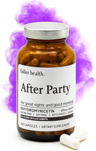 [BRSROAYHOINBMYLV] Fuller Health After Party DHM Dihydrophericetin Appliment  подържа черния дроб, метаболизма, енергийните нива, Post-Celebration Relief . . Feel Refreshed, 650mg Per Pill  по 1 бутилка, 24 Сервиз