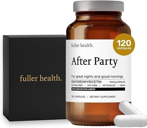 [BRSROAYHOINBMYLV] Fuller Health After Party DHM Supplement 650mg — Pure Dihydromyricetin, No Fillers — Post-Celebration Recovery Supports Liver Function, Energy & Morning Clarity — Vegan Glass Bottle, 120 Capsules