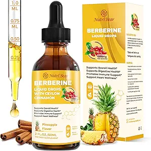 [BRSRAFT6CF7AMD3F] Berberine Supplement with Ceylon Cinnamon, Berberine HCL Liquid Drops with Turmeric, Bitter Melon, Quercetin, 10X Strength AMPK for Digestion System, Immune Health Support -Vegetarian, 2 fl oz
