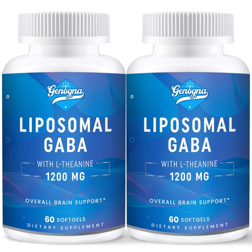 [BRSRMGITBV4BYFAZ] Liposomal GABA with L-Theanine 1200mg Supplements 2 Pack for Adults | High Bioavailable