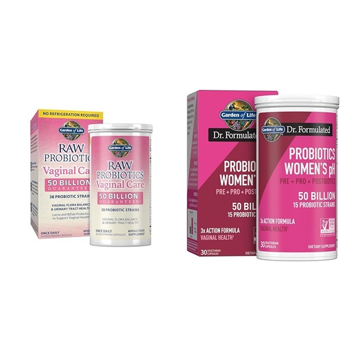 [BRSRAZYRBN7RAAAU] Garden of Life Probiotics for Women's Health - Vaginal Care with 50 Billion CFU and Digestive & Immune Support with 50 Billion CFU - 30 Day Supply