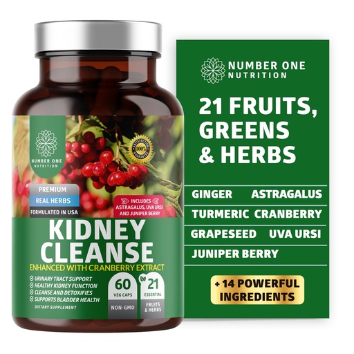 [BRSWYZY7BENGEYDP] N1N Premium Kidney Cleanse [21 Potent Herbs] for Urinary Tract & Bladder Control, Natural Kidney Support with Cranberry Extract, Astragalus and Uva Ursi Leaf, 60 Veg Caps