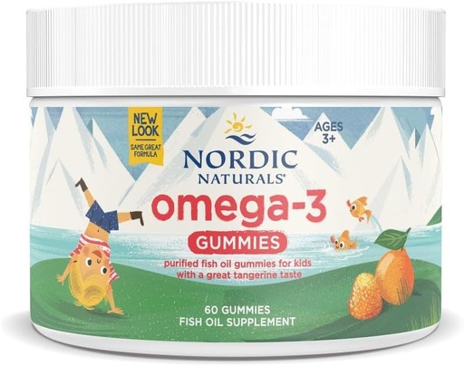 [BRSWIYAKCIOGC3T6] Nordic Naturals Nordic Omega-3 Gummies, Tangerine - 60 Gummies - 82 mg Total Omega-3s med EPA & DHA - Non-GMO - 30 Services