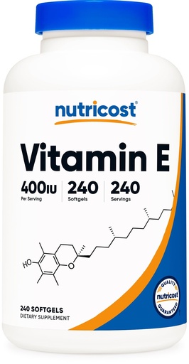 [BRSWKG34BQFWOFL2] Nutricost Vitamin E 400 IU, 240 Softgel Capsules - Gluten Free, Non-GMO