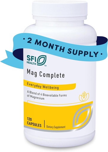 [BRSWIEAHO4DBSDQZ] Klaire Labs SFI Health Mag Complete - Magnesium Complex Supplement - with Bioavailable Magnesium Succinate, Taurinate, Malate & Citrate - Support A Healthy Heart, Energy & Nerves (120 Capsules)