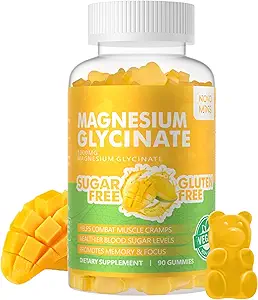 [BRSRA2Y5C57RSCTA] 90 CT Magnesium Glycinate Gummies 1000mg - Sugar Free Magnesium Potassium Supplement with Vitamin D, B6, CoQ10 for Calm Mood & Sleep Support - 90 Orange Gummies.