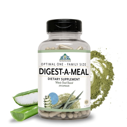 [BRSRO2TYBYAQIDTB] Optimal Health Systems Digest-A-Meal | Gut Health Enzyme & Probiotic | Bloating, Acid Reflux, & Indigestion Relief + Aloe Vera Leaf | Digestion Supplement | 270 Capsules Family Size