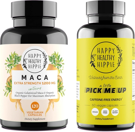 [BRSRMAAFDIPA2DI3] Happy Healthy Hippie Performance & Focus Bundle (2-Pack) - Organic Maca & A Little Pick Me Up