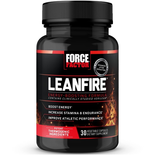 [BRSRMYYHAF6QKD3D] Force Factor LeanFire Pre Workout Energy Pills with Green Tea Extract and Caffeine to Increase Energy, Build Lean Muscle, Black, 30 Count (Pack of 1), Package May Vary