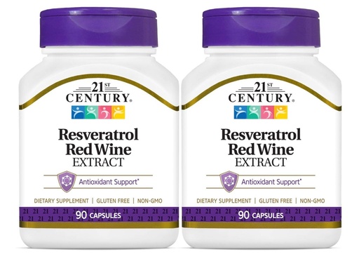 [BRSWKHQ6CZ4Q2CD5] 21st Century, Resveratrol Red Wine Extract, 90 Capsules - 2pc