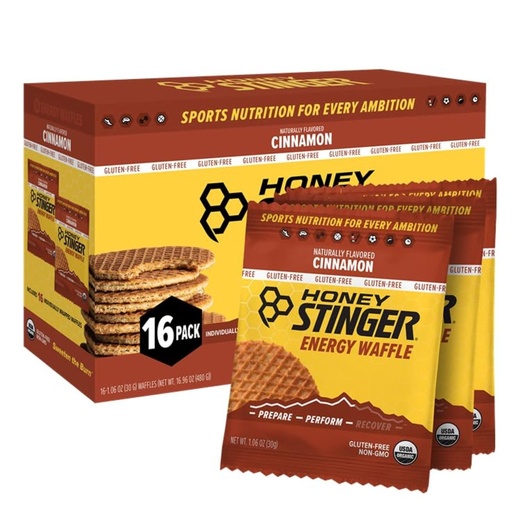 [BRSWK234BMJQ2YA5] Honey Stinger Organic Gluten Free Cinnamon Waffle, Energy Stroopwafel for Exercise, Endurance and Performance, Sports Nutrition for Home & Gym, Pre and Post Workout, Box of 16 Waffles, 16.96 Ounces