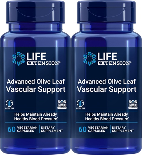 [BRSWKEITPMGQYD3A] Life Extension Advanced Olive Leaf Vascular Support, 60 Vegetarian Capsules (Pack of 2)