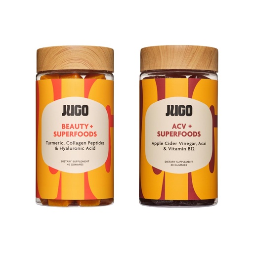 [BRSRA237CFYQAETZ] JUGO Beauty + ACV Gummies Bundle – Collagen, Biotin & Apple Cider Vinegar – Supports Hair, Skin, Nails, Gut Health & Metabolism – 100% Vegetarian & Gluten-Free