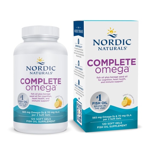 [BRSWIYAKCIOGC3I3] Nordic Naturals Complete Omega, Lemon Flavor - 120 Soft Gels - 565 mg Omega-3 - EPA & DHA with Added GLA - Healthy Skin, Cognition, Positive Mood - Non-GMO - 60 Servings