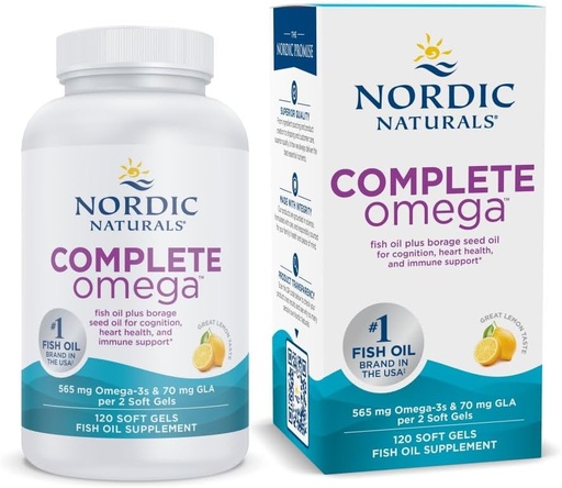 [BRSWIYAKCIOGC3I3] Nordic Naturals Complete Omega, Lemon Flavor - 120 Soft Gels - 565 mg Omega-3 - EPA & DHA with Added GLA - Healthy Skin, Cognition, Positive Mood - Non-GMO - 60 Servings