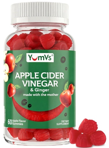 [BRSWYCQRCUHBO3I7] YUM-V'S Apple Cider Vinegar Gummies – ACV Gummies with Ginger & The Mother – Supports Metabolism, Vitality & Daily Wellness – Natural Apple Flavor Vegan, Non-GMO, Gluten-Free, Cider Gummy – 60 Count