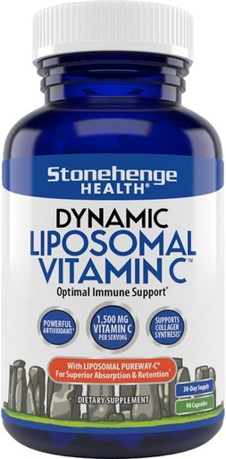 [BRSWYZI3CANGMGQV] Stonehenge Health Dynamic Liposomal Vitamin C 1500mg - 90 Capsules - Advanced Formula - Phospholipids sourced from Non-GMO Sunflower, Supports Healthy Immune System, Collagen Synthesis & Brain Health
