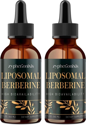 [BRSRAHDQC4IBEYDG] Liposomal Berberine Drops Supplement 3000mg - High Absorption AMPK Activator, Organic Berberine HCl Complex with Ceylon Cinnamon & Ginger for Immune & Digestion (4 fl oz)