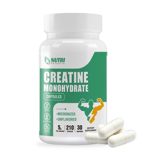 [BRSRA234DJ5WODT6] Creatine Monohydrate Capsules, Pure Creatine Pills Micronized for Enhanced Workout and Muscle Growth for Men and Women, 3rd Party Tested, Easy Absorption, Non-GMO, Unflavored - 210 Capsules