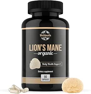 [BRSROGTYBV6WM3LA] Organic Lions Mane Capsules Dietary Supplement Premium Organic Lions Mane Mushroom Extract | 90 Capsules