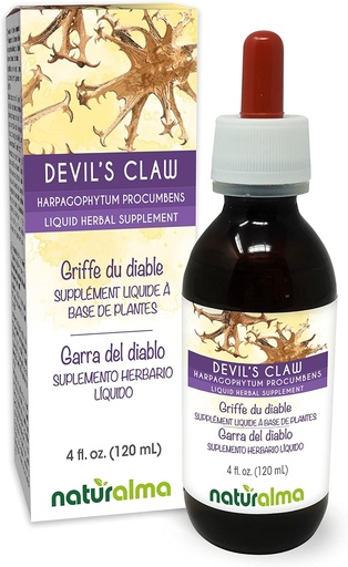 [BRSRMYYEBMJRSYD6] Naturalma Devil's Claw (Harpagophytum procumbens) Root Alcohol-Free Tincture - 4 fl oz Liquid Extract in Drops - Herbal Supplement - Vegan