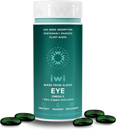 [BRSWYBIKBUJR6HTG] Iwi Life Eye Omega-3, 30 Softgels (30 Servings), Vegan Plant-Based Algae Omega 3 with EPA + DHA, Healthy Eye & Vision Support Dietary Supplement, Krill & Fish Oil Alternative, No Fishy Aftertaste