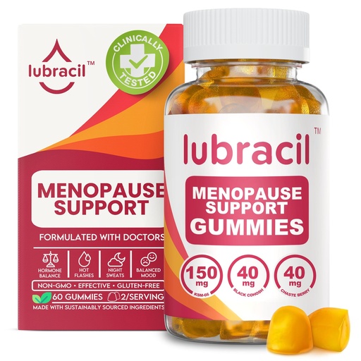 [BRSROGQ7DIBQ22TB] Lubracil Menopause Gummies for Women - Menopausal Supplements for Hot Flashes, Night Sweats, Mood Swings and Hormonal Balance - Daily Vitamins with Black Cohosh & Ashwagandha - 60 Gummies (Pack of 1)