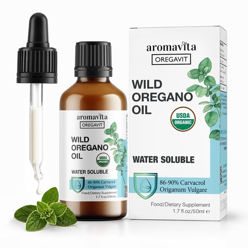 [BRSWK2TZBUPRQYA7] Water Soluble Wild Oregano Oil Organic Liquid Drops - Oregano Oil for Healthy Gums and Sore Throats, Digestive and Immune Support, Respiratory Health