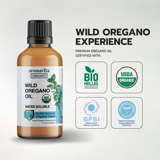 [BRSWK2TZBUPRQYA7] Water Soluble Wild Oregano Oil Organic Liquid Drops - Oregano Oil for Healthy Gums and Sore Throats, Digestive and Immune Support, Respiratory Health