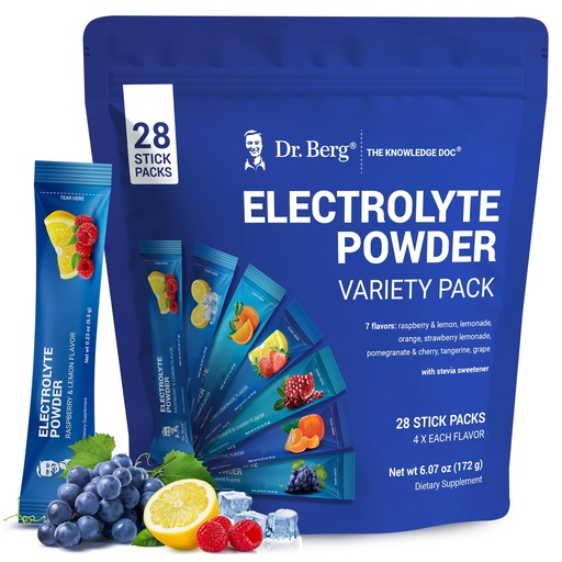[BRSW2BITAEPBEAD5] Dr. Berg Sugar Free Electrolyte Powder Packets (Variety Pack) - Daily Electrolyte Drink Mix - 28 Total Hydration Pouches Sugar Free - Keto Electrolytes Powder Packets No Sugar - 7 Delicious Flavors