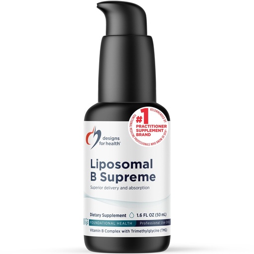 [BRSWGGL5AQCGCFIY] Designs for Health Liposomal B Supreme - Liquid B Vitamin Complex with Superior Absorption - Folate, Vitamin B12, B6, Biotin, TMG + More - Oral Delivery Pump with Citrus Flavor (50 Servings / 1.7oz)