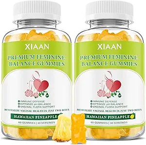 [BRSRAAQBOUHR4ALV] Premium Feminine Balance Gummies for Women's Immune Health, Hawaiian Pineapple Gummies Support PH Balance & Vaginal Health, Vegan, Gluten-Free, 120 Count