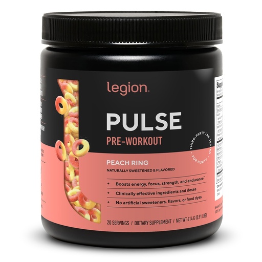 [BRSRMHY5ABYR6ETV] Legion Pulse Pre Workout - All Natural Nitric Oxide Preworkout Drink to Boost Energy, Creatine Free, Naturally Sweetened, Beta Alanine, Citrulline, Alpha GPC (Peach)