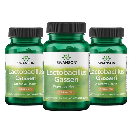 [BRSWGZIBDIPQGCAY] Swanson Lactobacillus Gasseri Probiotic for Adults Seeking Digestive and Metabolic Support with 3 Billion CFU - Acid-Resistant, No Refrigeration (60 Vegan Capsules, 3 Pack)