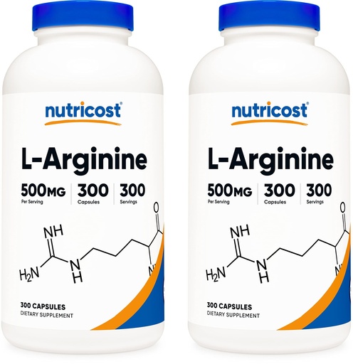 [BRSWKEI4CQAACCTI] Nutricost L-Arginine 500mg, 300 Capsules (2 Bottles)